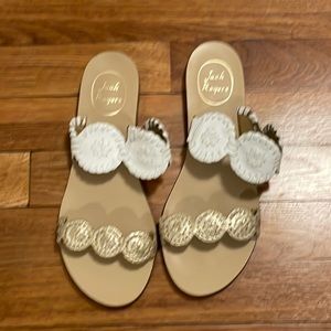 Jack Rogers Lauren sandal gold and white 8